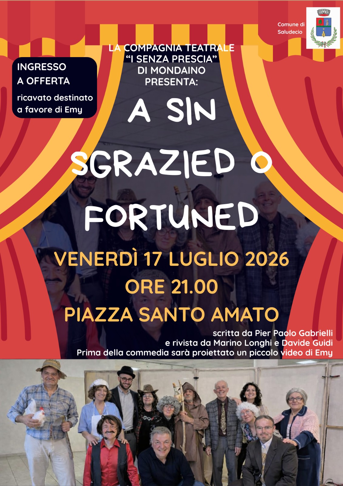 Tutti in piazza per Emy: teatro e solidarietà a Saludecio
